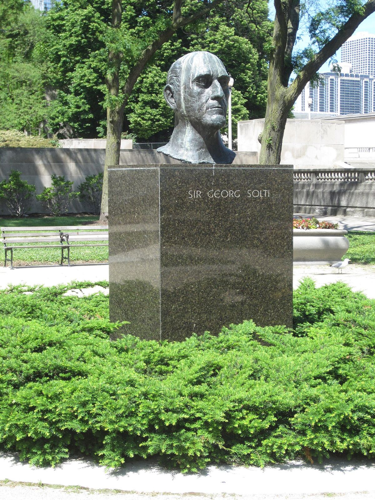 Sir Georg Solti Bust near 311 South Wacker Drive Chicago